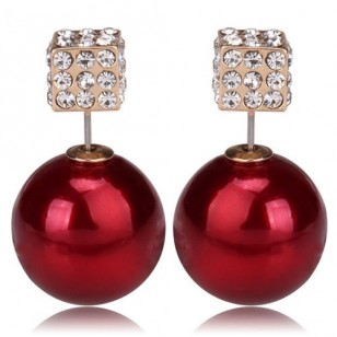 Oorbellen Dots Bordeaux Shine